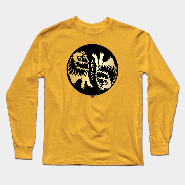 Aries Golden Zodiac Symbol Long Sleeve T-Shirt by FreeSpiritMeg